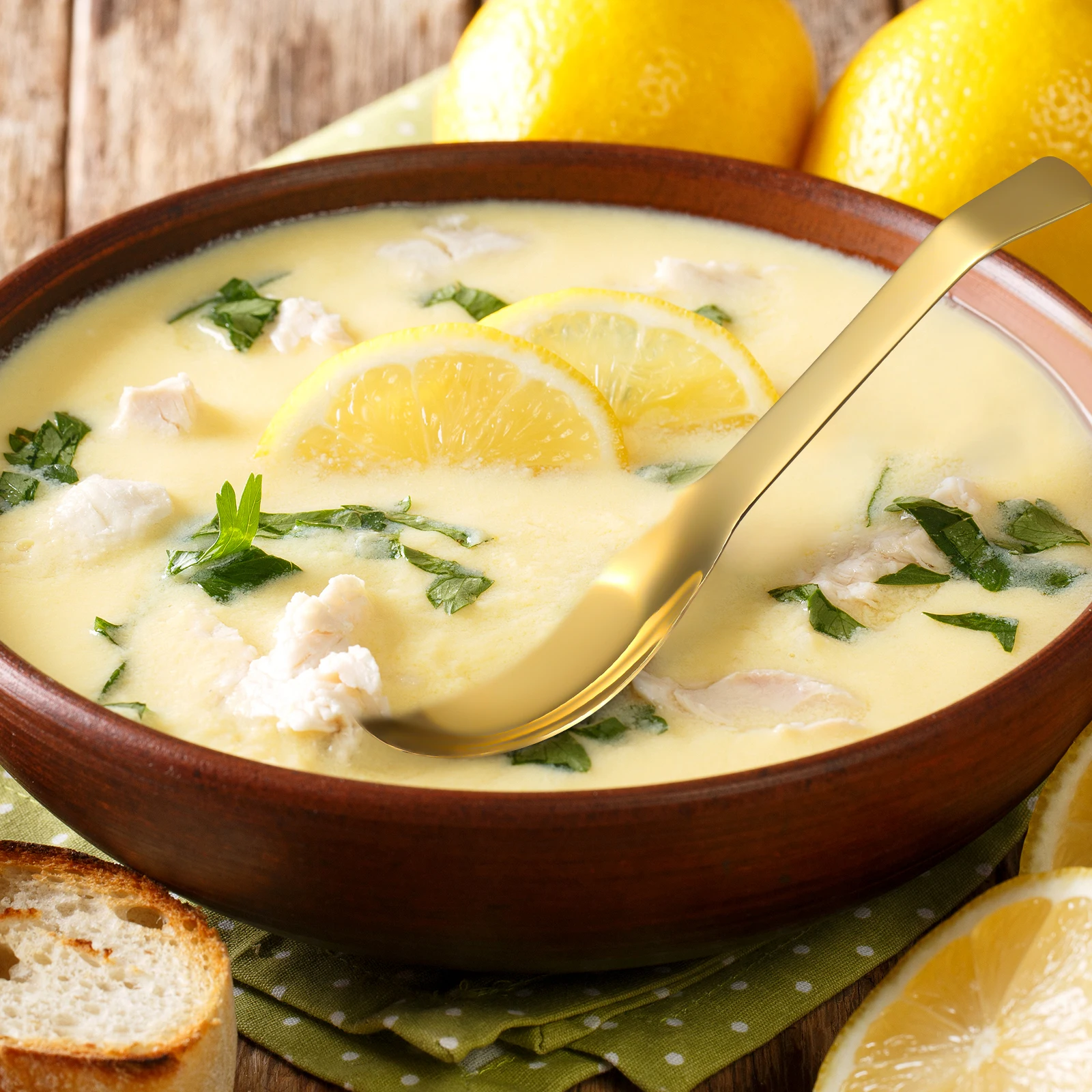 

Thickened Long Handle Brass Soup Ladle Large Capacity Kitchen Spoon For Serving Sauce Soup Cooking Golden Utensil