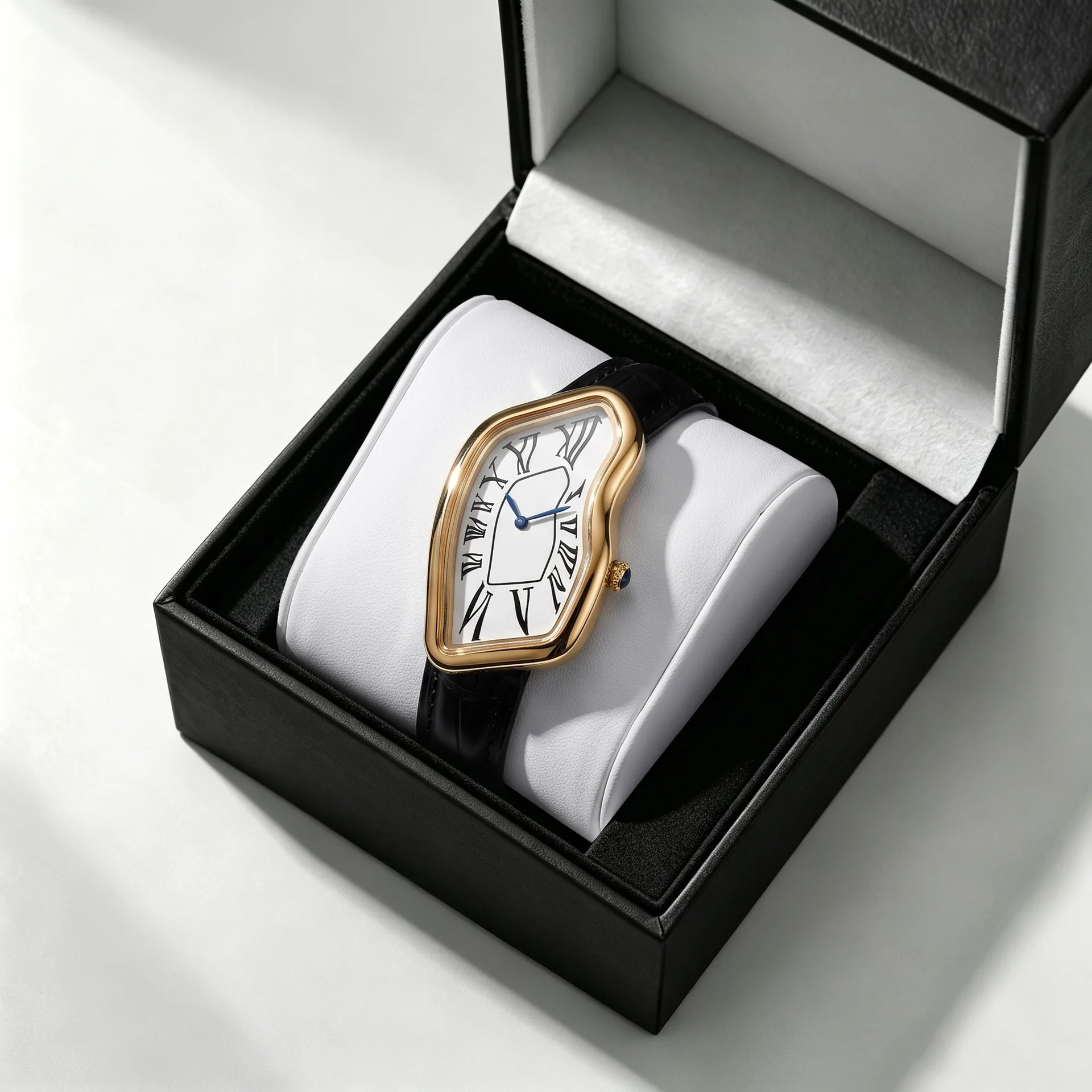 Women's Original Melted Twist Irregular Shape Watch for Couple with Light Luxury Waterproof Leather Strap Wristwatch