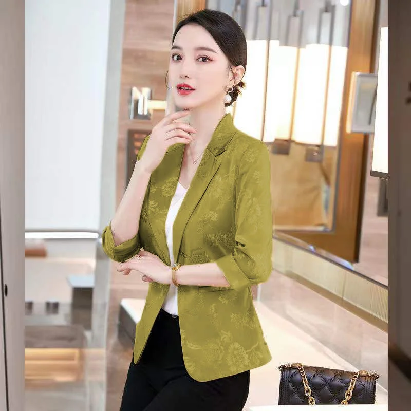 Temperament Loose Suit Jacket Women New Korean Slim Jacquard Suit Coat Female Autumn High-Grade All-Match short Small Blazer