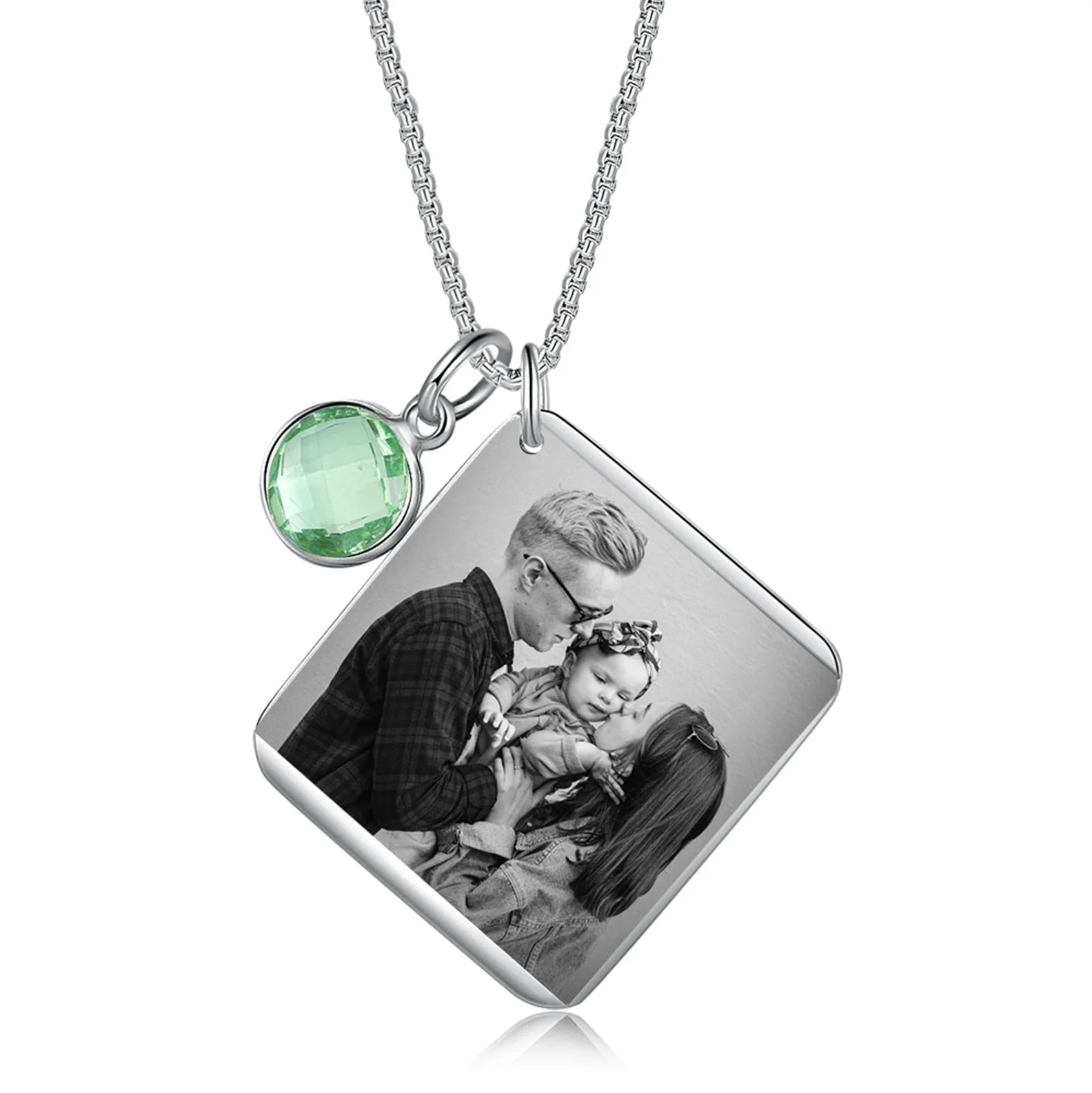 

Personalized Photo Necklace with Calendar Engraving Anniversary Gift Customized Picture Pendant Necklace for Father Husband Gift