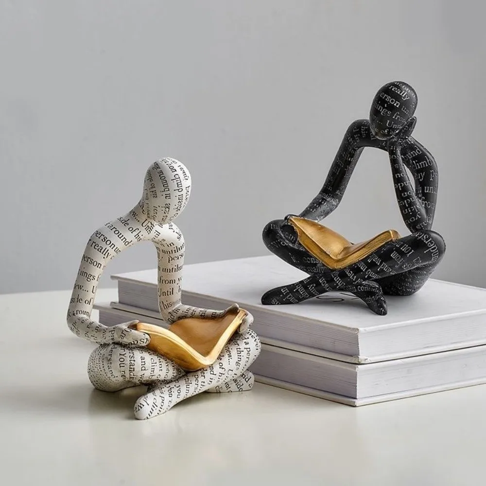 

Creative Resin Art Couple Figurines Black/White Minimalist Character Ornament Nordic Style Desktop Sculptures Home Table Decor
