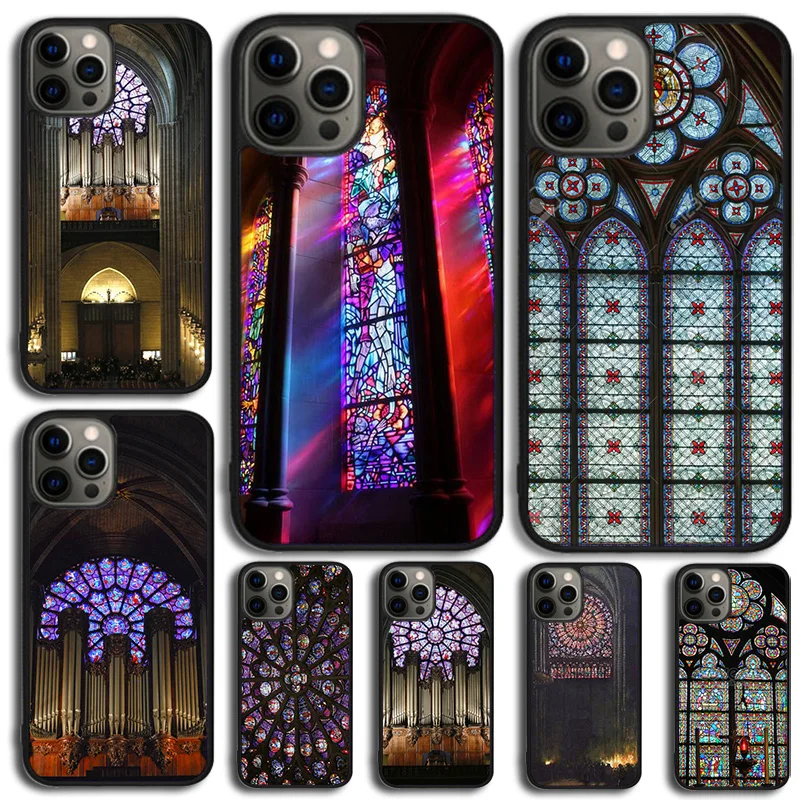 Notre Dame Rose Window Clock Tower Phone Case Cover For iPhone 15 16 14 XR XS 11 12 13 Mini Pro MAX Plus