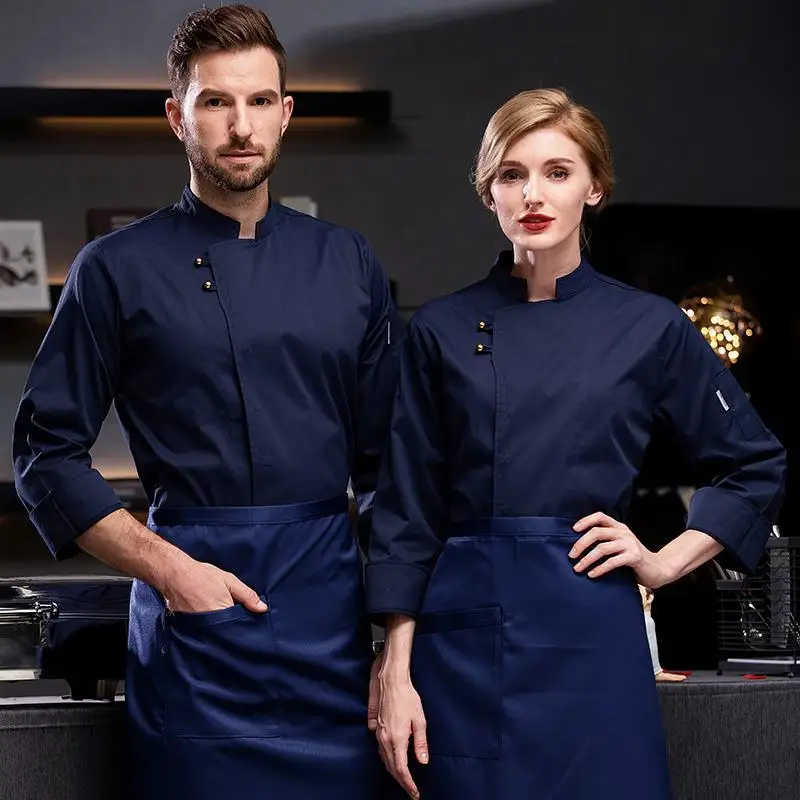 Uniform Long Hotel Western Food Catering Kitchen Restaurant Short Sleeve Chef Baker Work Clothes Men