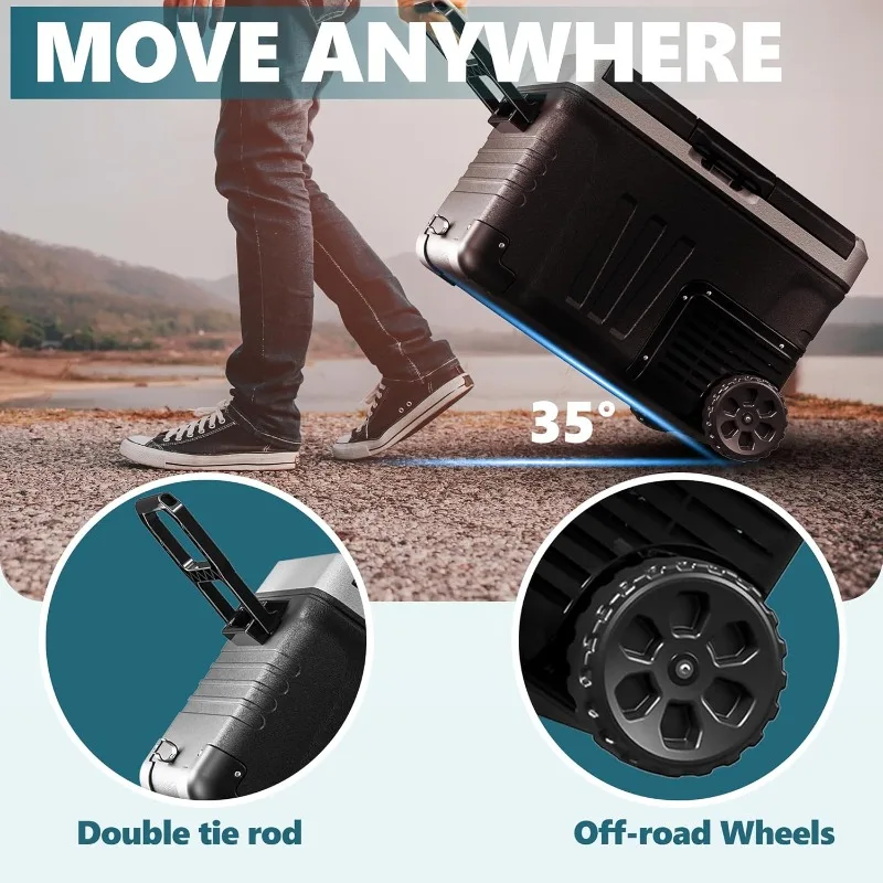 ثلاجة EUHOMY 12 فولت، مبرد كهربائي 37QT (35 لتر)، فريزر محمول 12 فولت/24 فولت تيار مستمر 110-240 فولت تيار متردد، ثلاجة 12 فولت -4 ℉ ~68 ℉