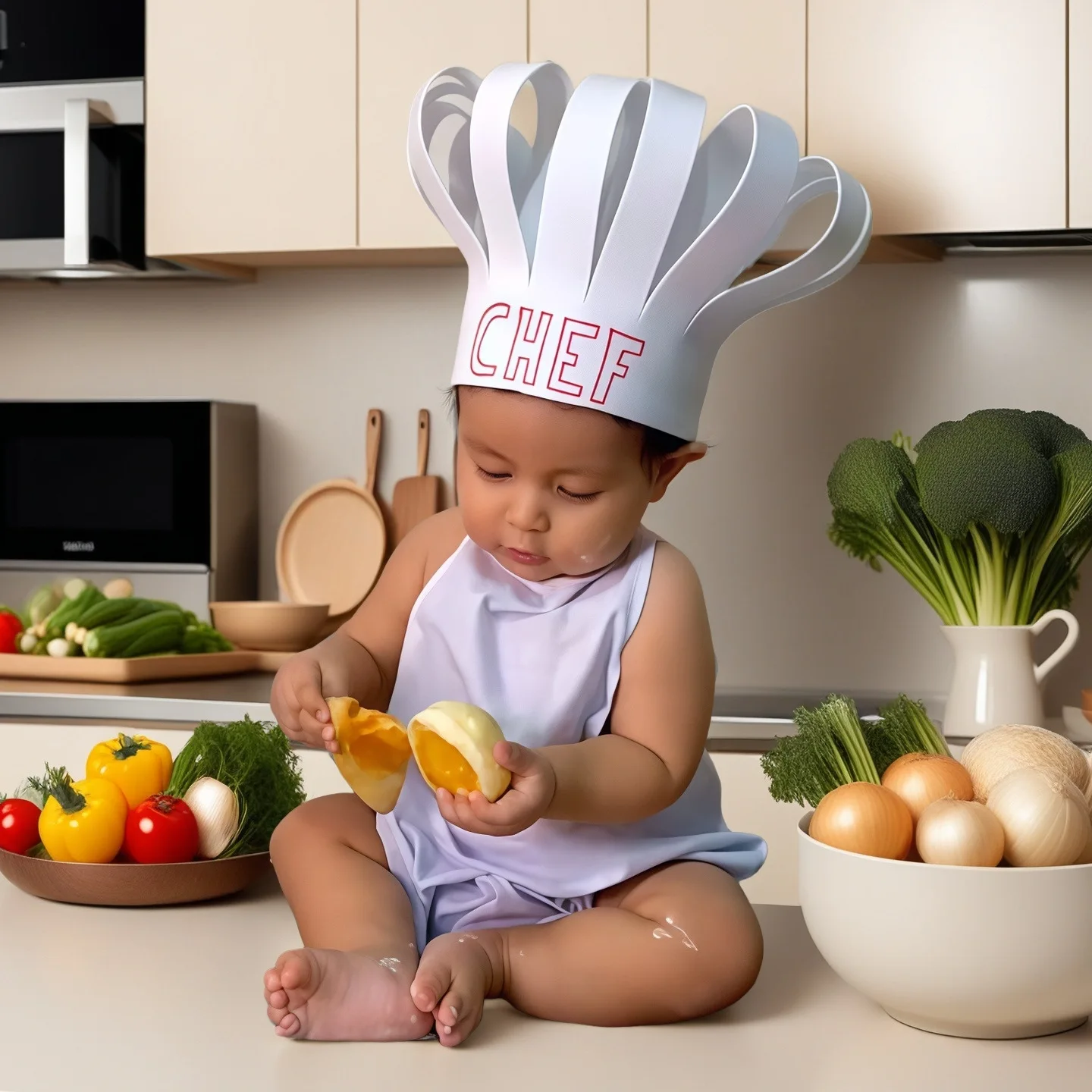 

Newborn Chef Two-piece Set Casual Baby Photo Home Wear Baby Chef's Uniform Baby Photography Props