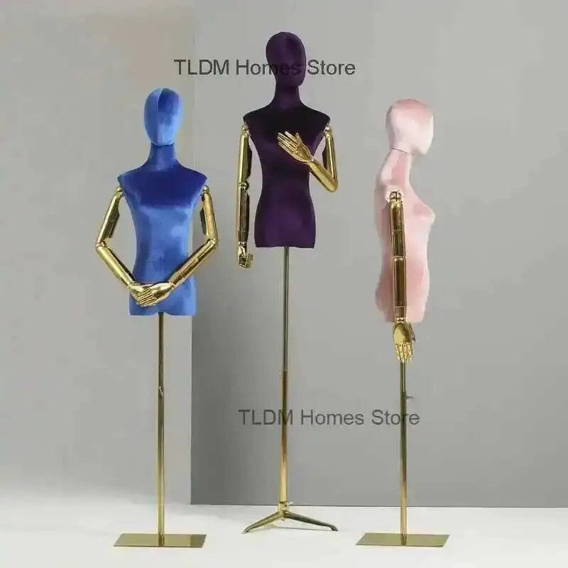 

Gold Dressmaker Mannequin Mannequins Clothing Puppet Store Color Display Model Velvet Plating Female Model Props Stands T