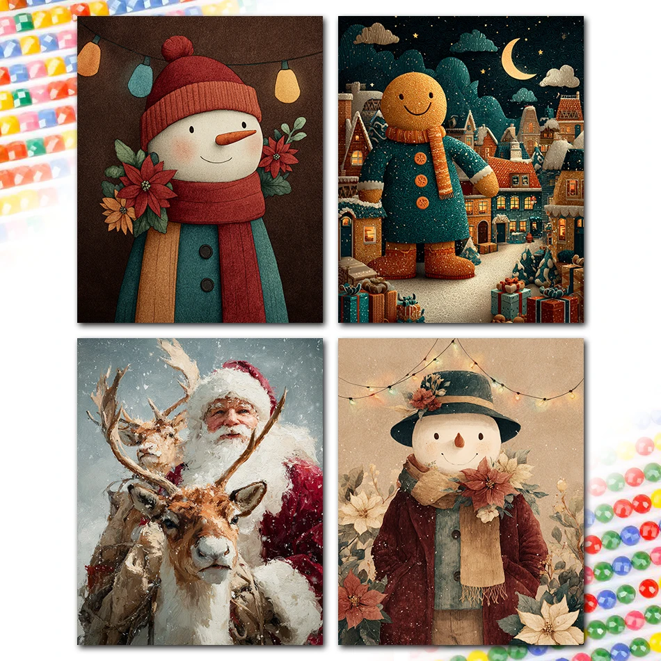 

SDOYUNO Diamond Painting Novelties Christmas Snowman Christmas Old Man Rhinestones Cross Stitch Arts Craft 5D Diamond Pictures