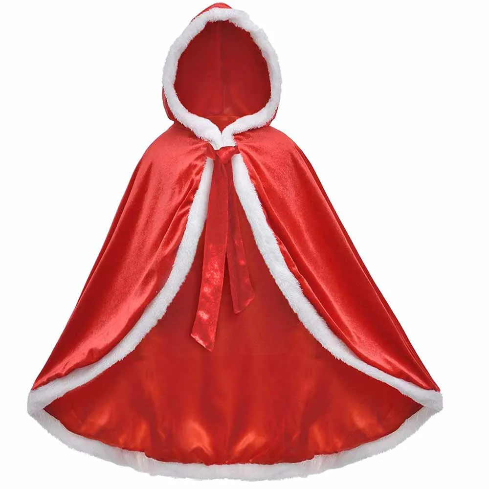 Mantello da principessa di Halloween con cappuccio Mantello per ragazze Costume da bambino per bambini Gioco di ruolo di compleanno Vesti per Natale Carnevale Cospaly