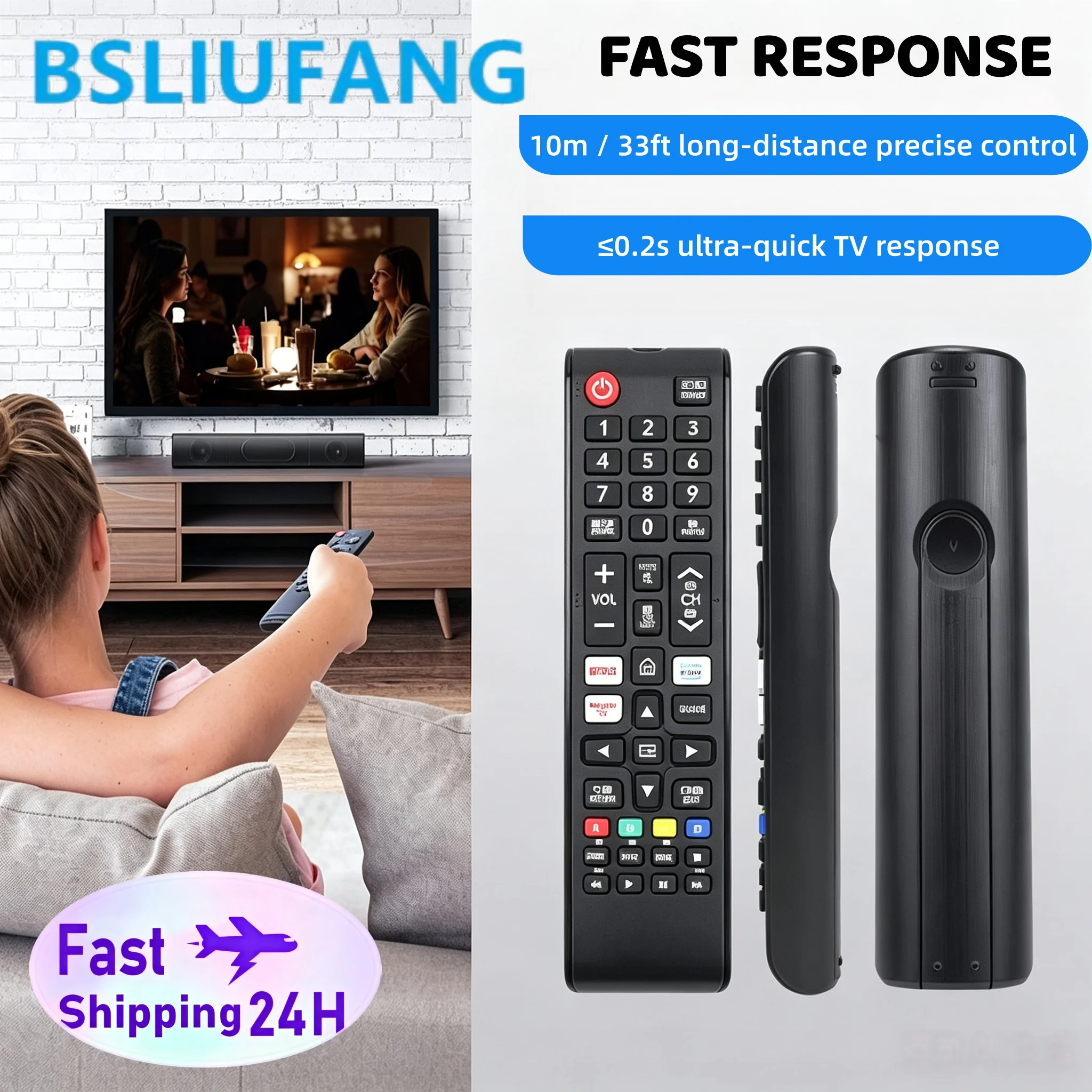 BSLIUFANG With Hulu Netflix P Universal Remote for All Samsung TV Remote Replacement for All Samsung LCD LED HDTV 3D Smart TVs