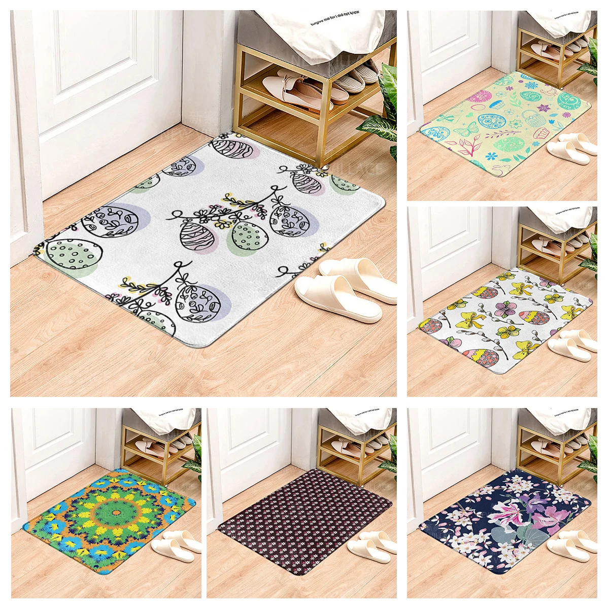 House entrance carpet Home door mat Living Room Bath Foot bathroom non-slip water absorption rugs bath green plant leaf decor