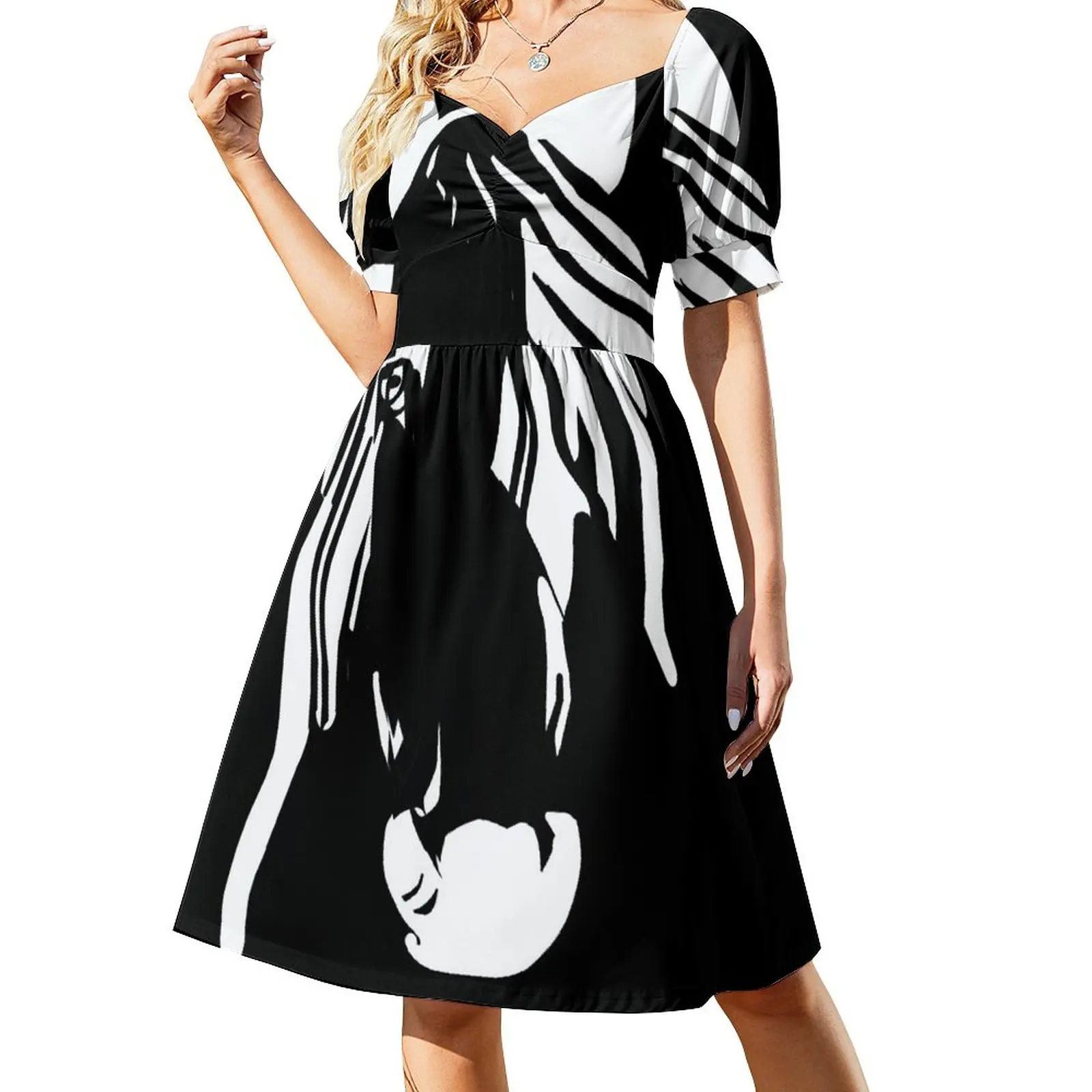 

Black and White Horse Silhouette Sleeveless Dress Casual dresses luxury dress cocktail dresses