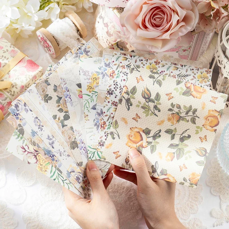 30Pcs Materials Paper Flowers Lace Background Pattern Artistic Background Writing Notebooks Packaging Decorative 150*200MM