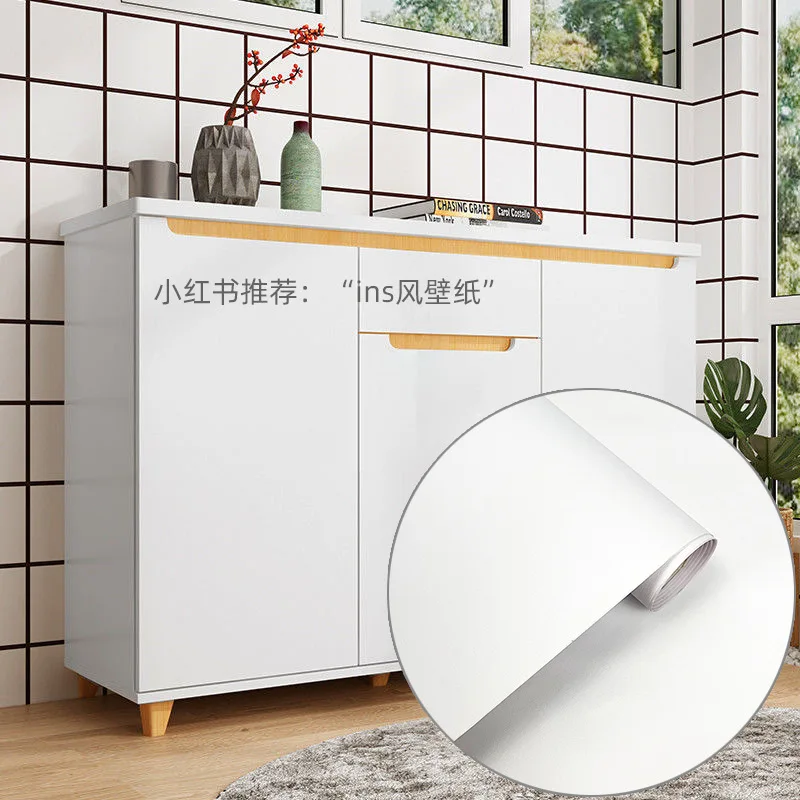 ورق حائط أبيض ذاتي اللصق للخزائن والأثاث وإعادة تشكيل ملصق لطاولة خزانة الملابس وباب المطبخ وورق حائط لتجديد المطبخ #2