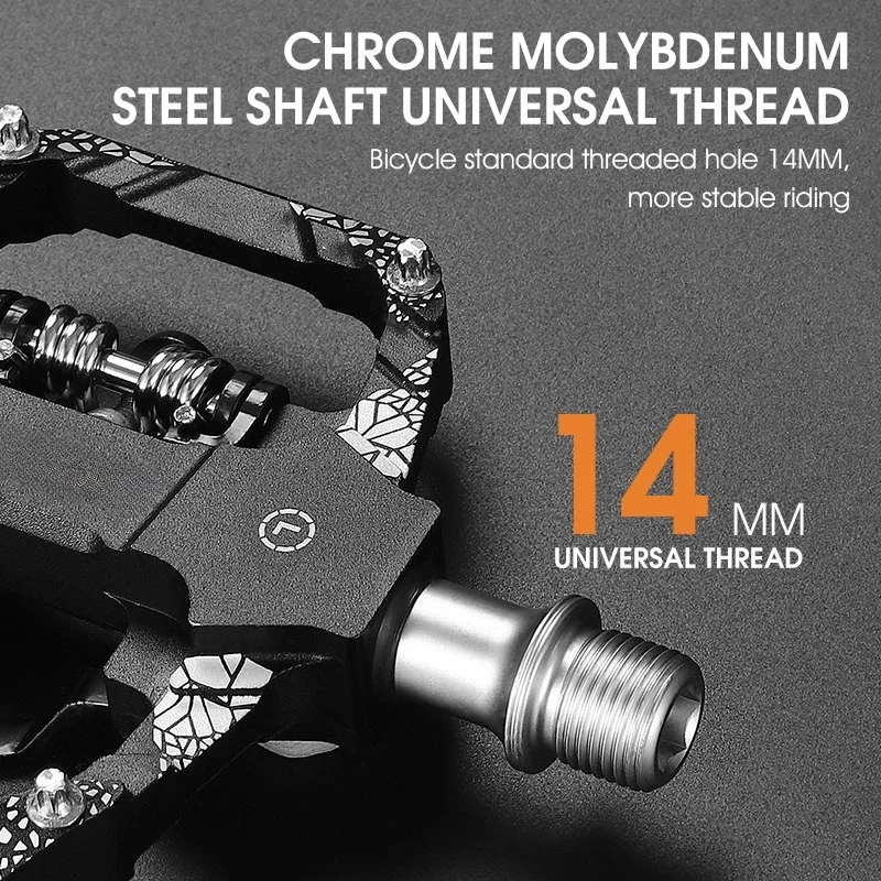 

2-in-1 Aluminum Bike Pedals SPD Cleat Included Anti-Slip Sealed Bearing for MTB Road Cycling Lock Flat Pedals Mtb Pedals