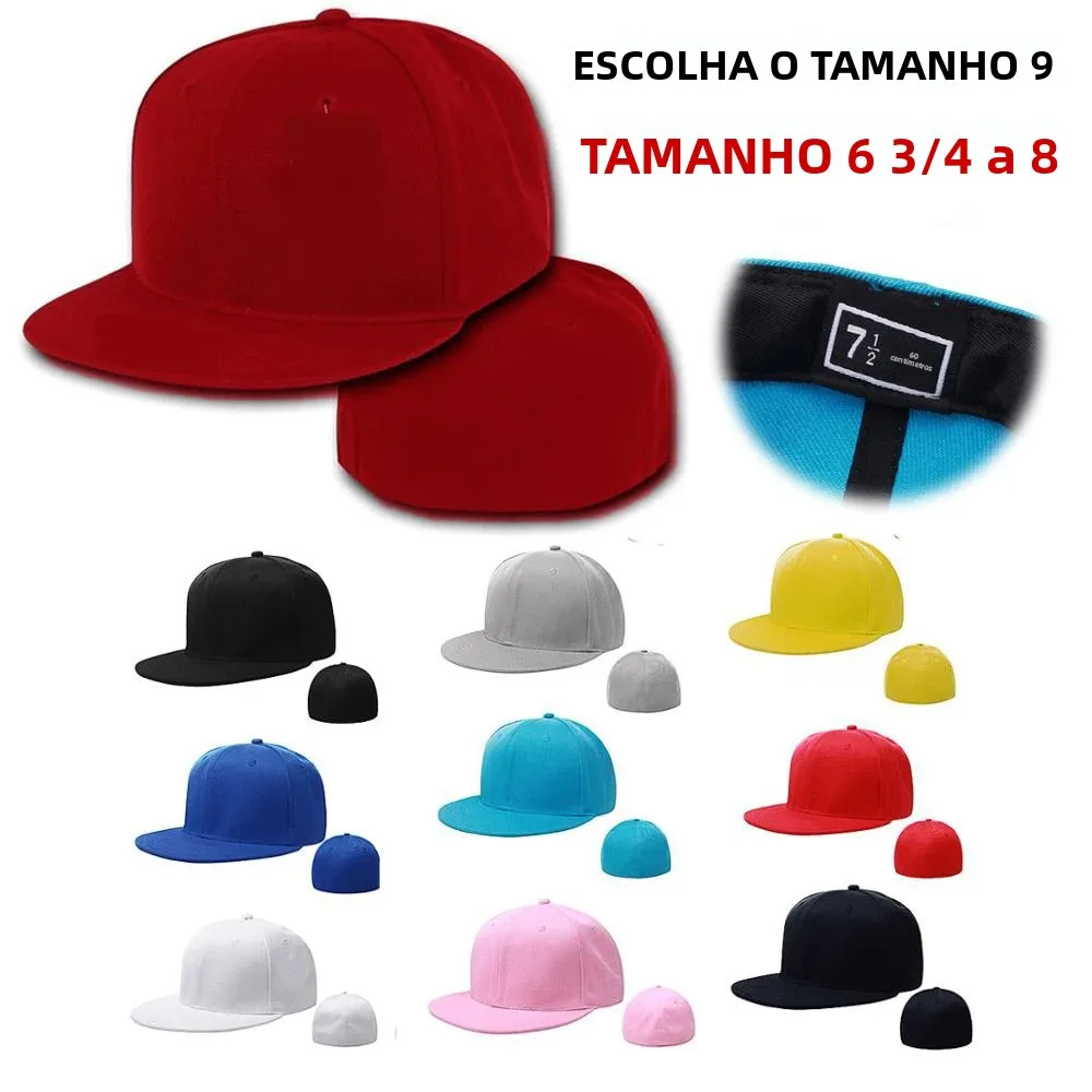 Boné totalmente fechado equipado chapéu nova york tamanho mais grande caminhoneiro masculino bill hip hop simples beisebol snapback em branco viseira plana borda era