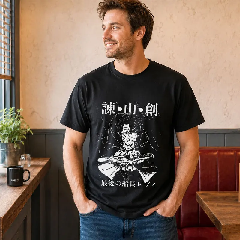 Levi Ackerman Attack on Titan Anime T Shirt, 0809 Manga Casual Streetwear, Unisex Short Sleeve Graphic Tee for Fans