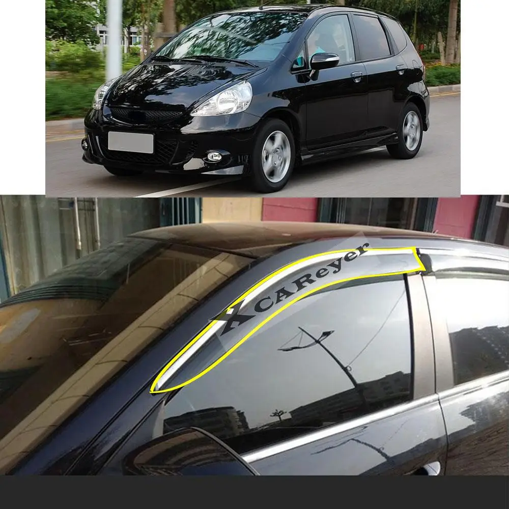 For Honda Fit Jazz Hatchback 2002 2003 2004 2005 2006 2007 Car Sticker Plastic Window Glass Wind Visor Rain/Sun Guard Vent Parts