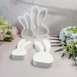 Easter Bunny Silicone Mold Double Rabbit Ornaments Mould Long Eared Rabbit Plaster Ornaments Home Decoration Mold 2025