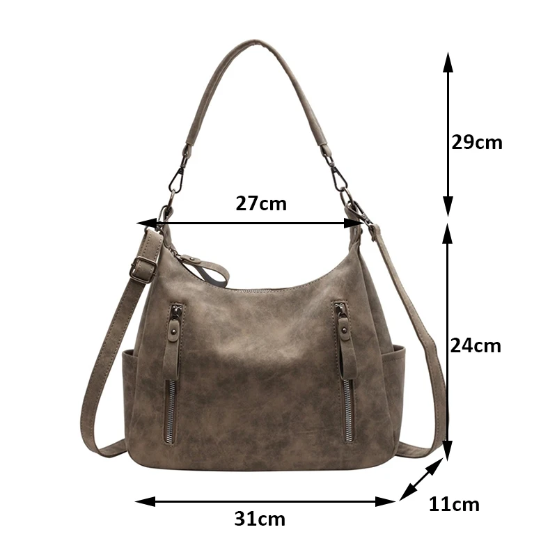 Frauen Umhängetasche Luxus Designer Schräge Quer Einzelnen Schulter Tasche Große Kapazität Handtaschen Retro Matte PU Leder Hobos – Detail 29