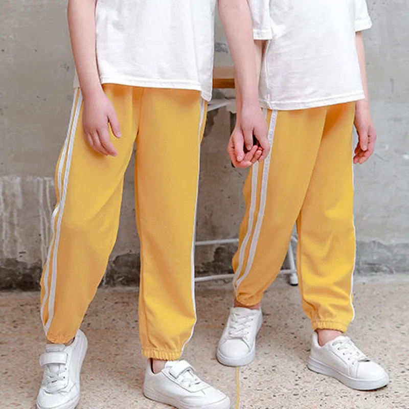 Summer Baby Boy Clothes Kid Girls Casual Side Stripe Patchwork Pants Children Breathable Sport Jogging Bottom Trousers