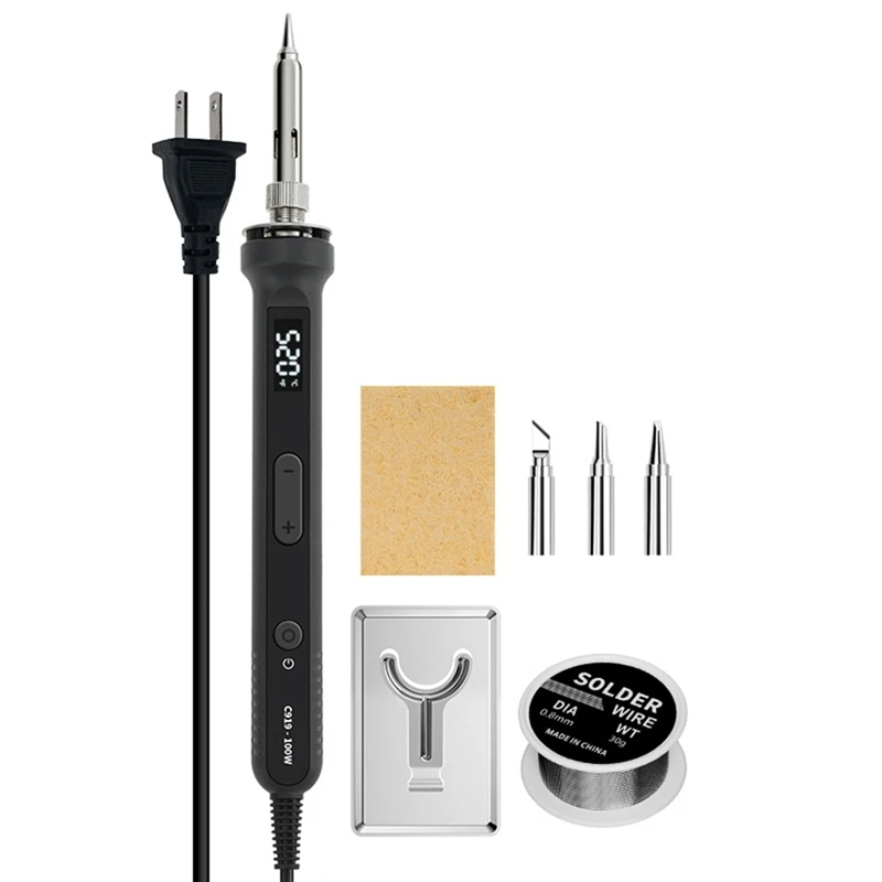 

AT35 100W Digital Electric Soldering Iron Kit Temperature Adjustable LCD Display Solder Rework Station Black