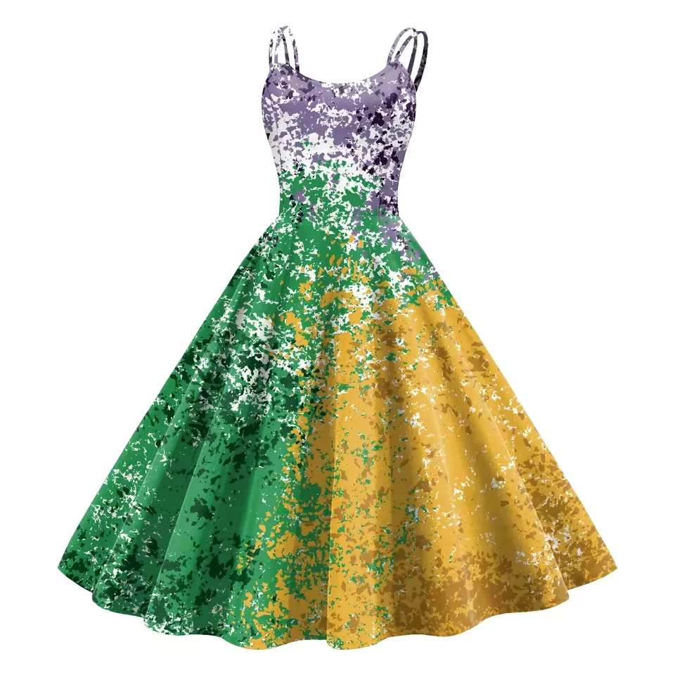 

Ladies Casual Carnival Print Dress Sling Dress Fashion Casual Sleeveless Sexy Strap Dress Dresses For Women
