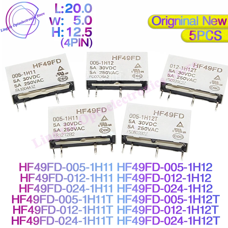 5Pcs Relay Dc 5V 12…