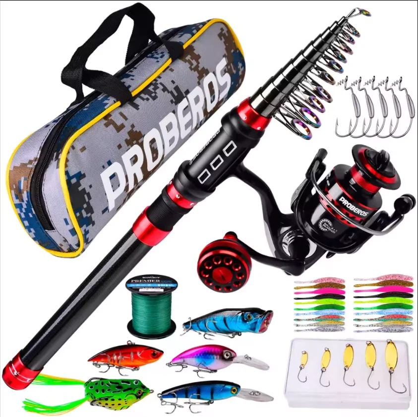 

JiXiangMa Fishing Kit Cast Rod Spinning Wheel Fishing Gear Complete Set Combination With Storage Bag Fishing Rod Complete Kit