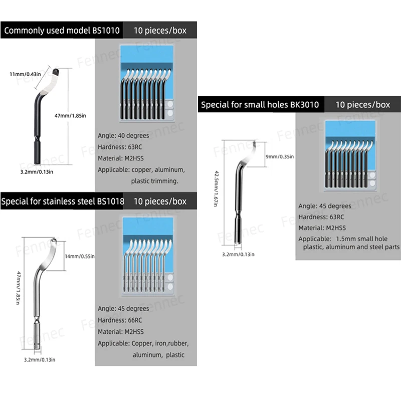 Edge Cutter Deburring Tool with Cutter Handle BS1010 BS1018 Burr Trimming Knife for Copper Aluminum Steel Plastic Wood Rubber