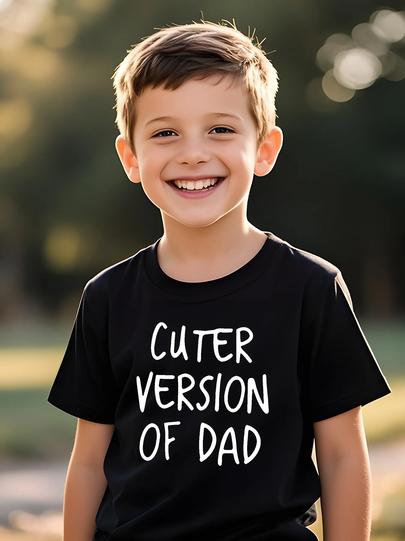 Kids Short Sleeve T Shirt Cuter Version of Dad Text Print Boys Girls Graphic Crew Neck Daily Family Matching Top Gift
