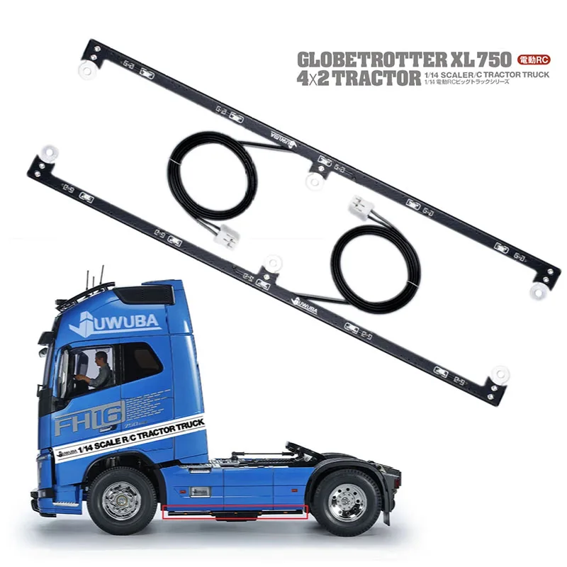 

1:14th Scale LED 5V Side Skirt Lights for Tamiya RC Dump Truck Volvo FH16XL 750 4X2 56375 Car Accessories