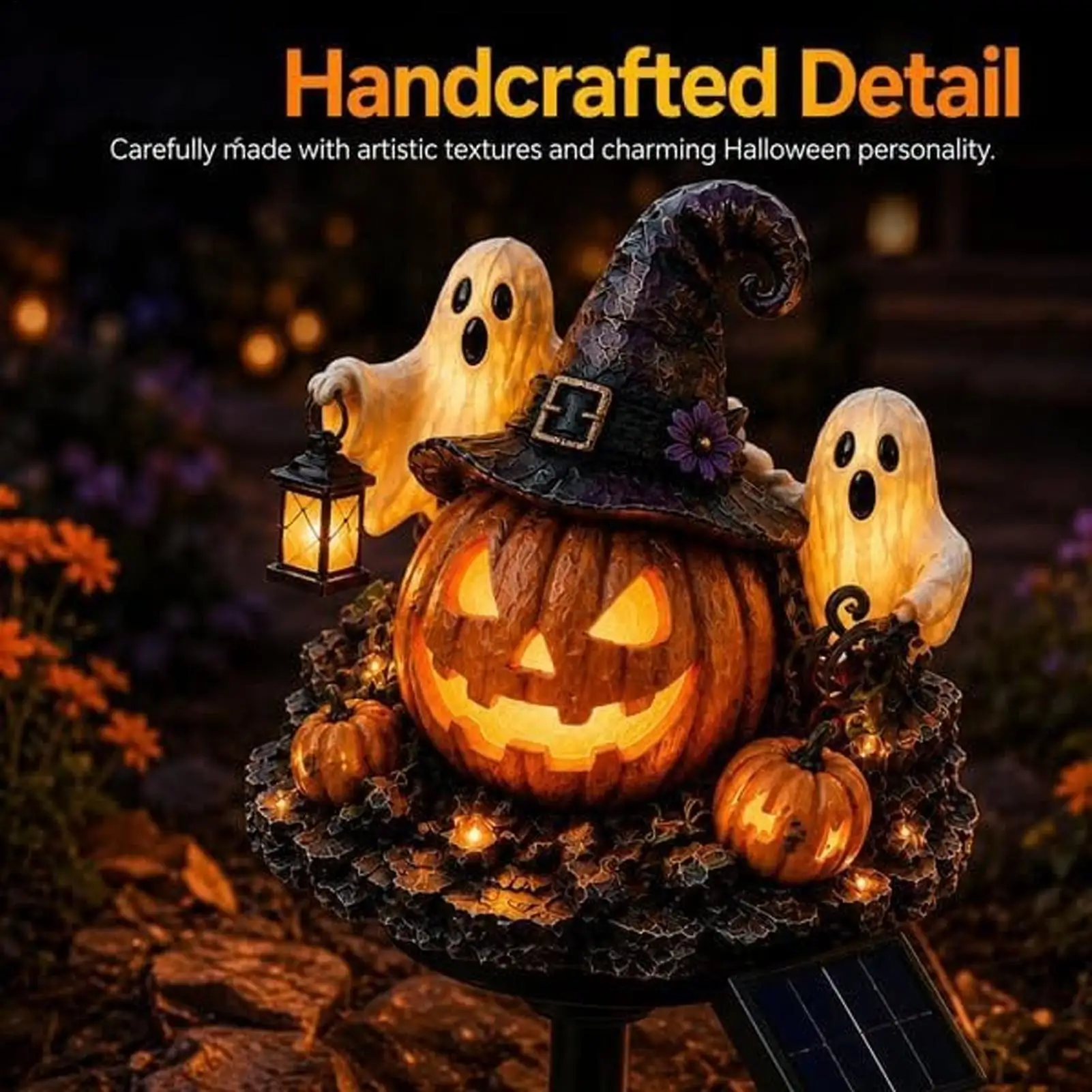 Solar Halloween Lights Garden Pumpkin Ghost Stake Lights Holiday Lawn Lighting For Garden Porch Patio Courtyard Yard Lawn