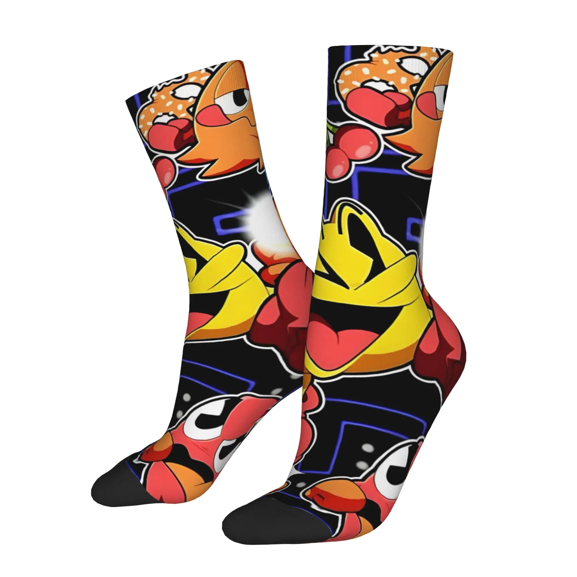1 Pair Happy Funny Men's Sock Dynamic Fighting Pose Retro Harajuku PAC-MAN Hip Hop Novelty Seamless Sock