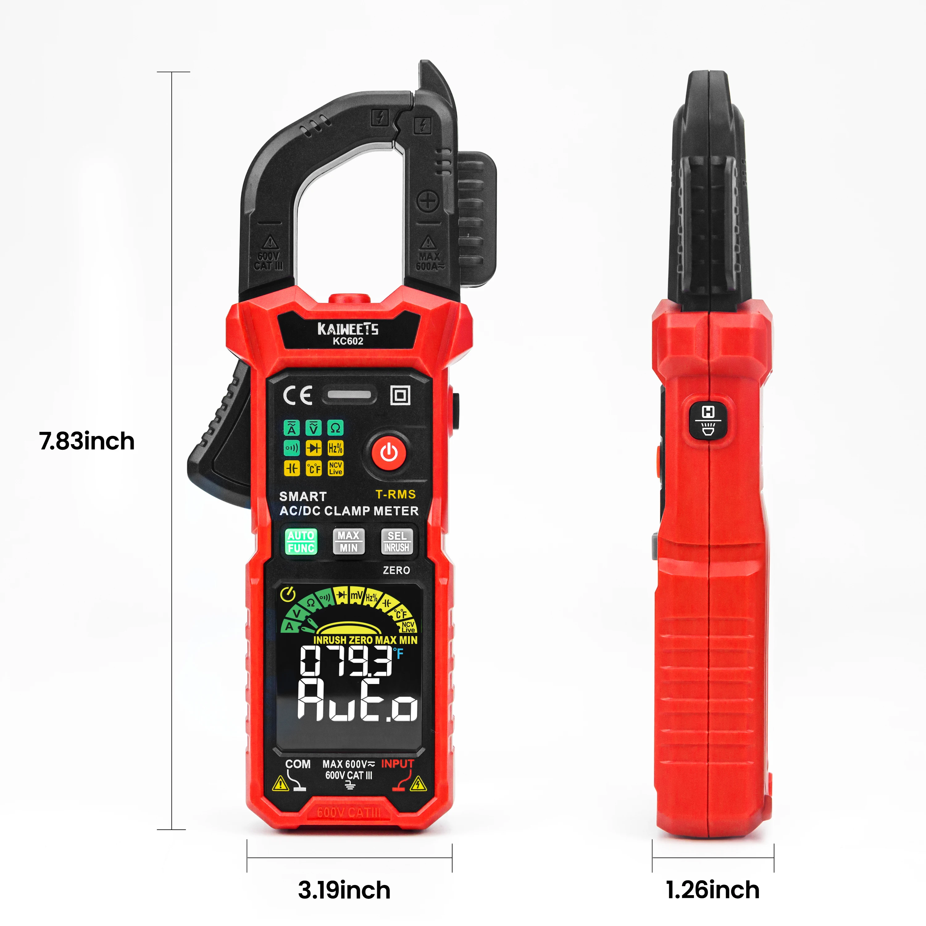 Smart Digital Clamp Meter True-RMS Auto Range NCV DC Wechselstrom Spannung Inrush Strom Temp Kondensator Ohm Hz Multimeter Tester
