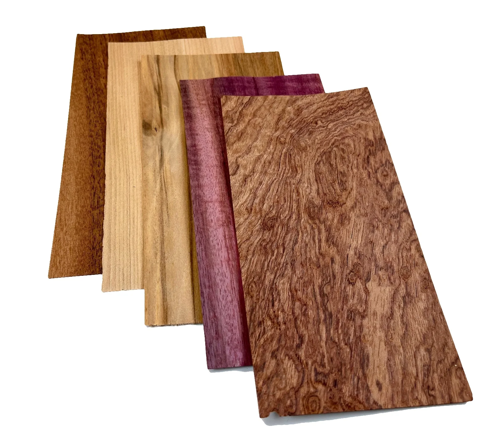 5pieces 20x10cm T:0.4-0.5mm Mixed Peach Blossom Rosewood Wood Veneer Pack Marquetry Inlay Veneer Art Material