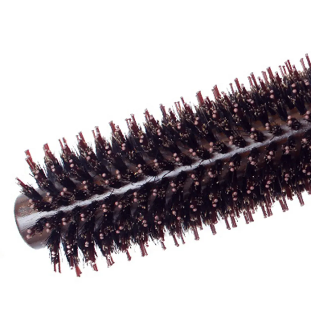 Runde Kammbürste, natürliche Borsten, Nylonkopf, Holzgriff, Haarbürste für Frauen, Frizz Control Shine Styling-Verwendung