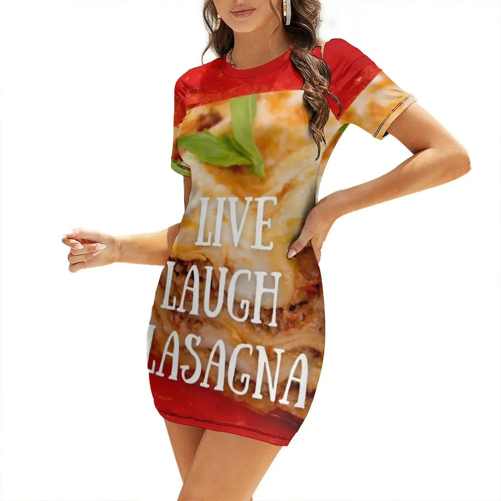 

Live Laugh Lasagna Short-Sleeved Dress Dress for pregnant women summer woman dress 2026 party dresses women