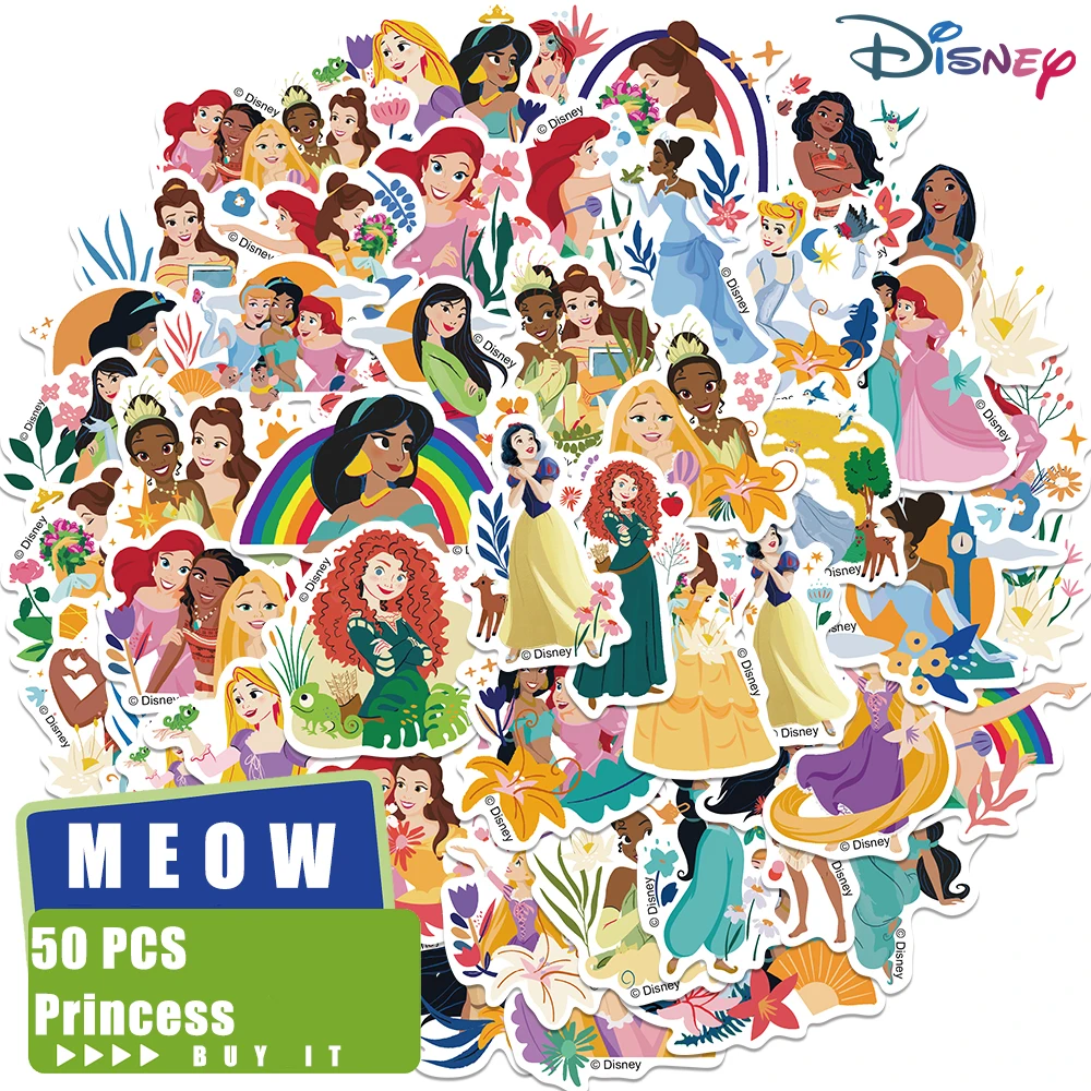 50pcs Disney Cute Cartoon Princess Girls Graffiti Stickers Bottle Phone Scrapbooking Diary Luggage Stationery Sticker Kid Toy