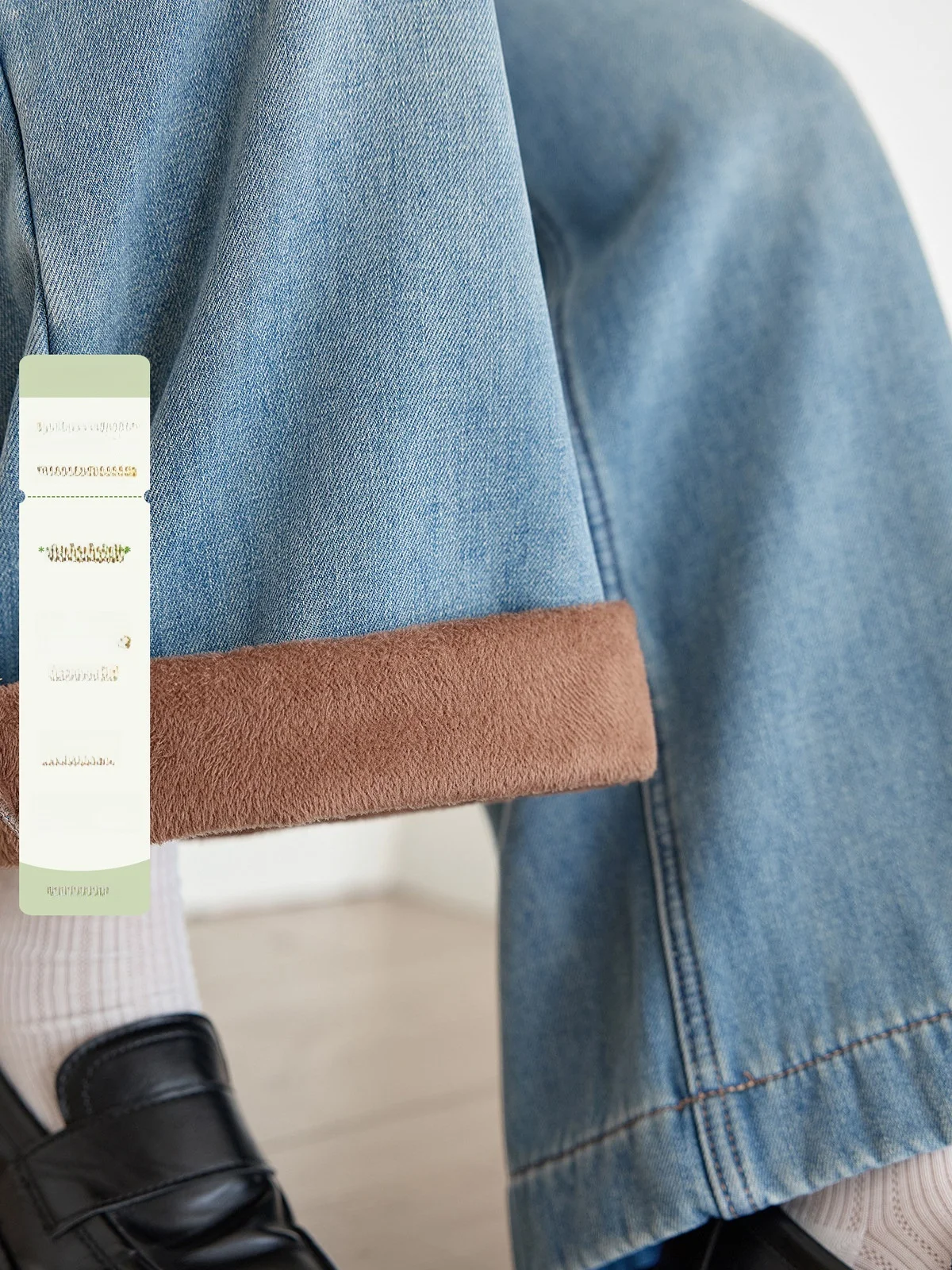 

High Waist Thiened Fce Waed Blue Jeans Women's Winter New Sle Wide Leg Pants Comfortable Slimming Effect Daily Wear