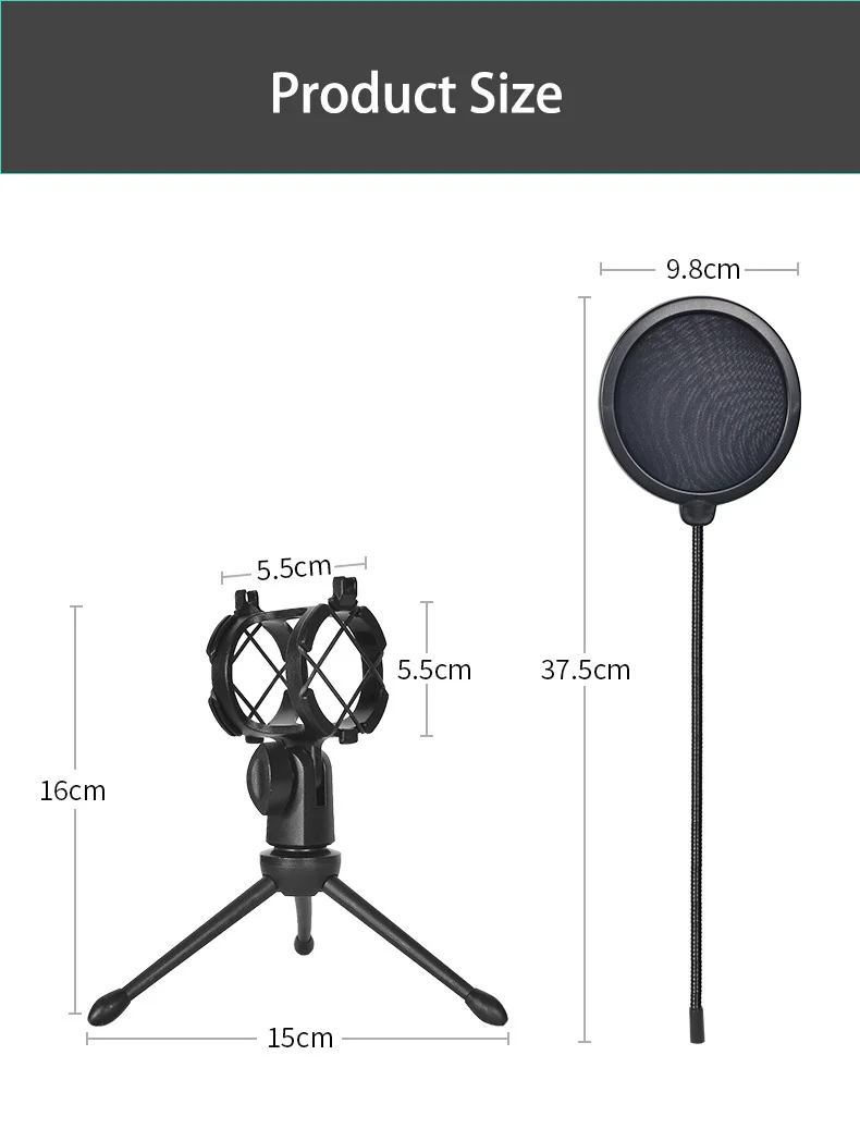 حامل ميكروفون احترافي لتاجر الجملة، حامل ميكروفون للبث المكتبي مع حامل ميكروفون ملاك قابل للتعديل