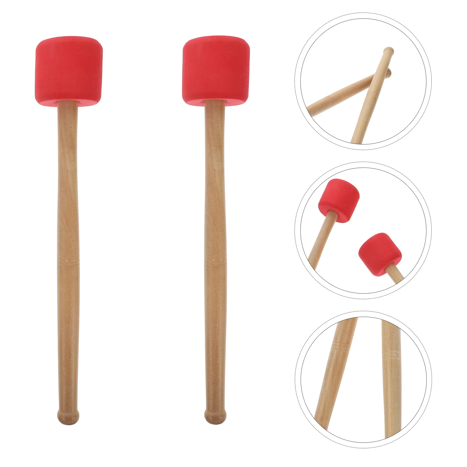 

2pcs Big Drumstick for Bass Drum Percussion Instrument Parts Solid Foam Head Wood Handle Durable Non-Slip Light for School