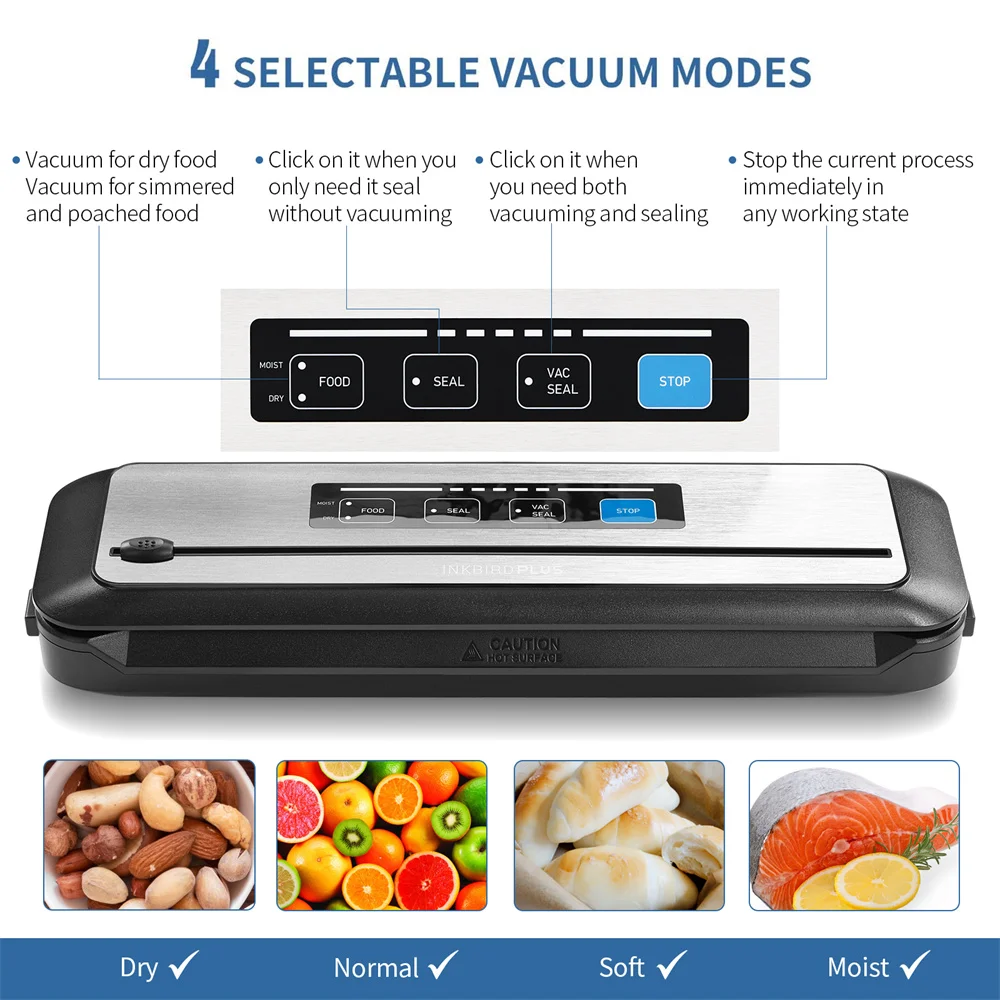 Imagem -02 - Ink- Sealautomático à Vácuo Máquina de Selagem Cortador Embutido Mais Longo Preservation Modos de Selagem Secos e Moist Ink-vs01