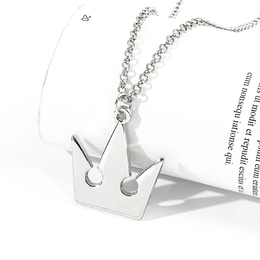 Collier pendentif couronne vintage, bijou fantaisie unisexe, cadeau pour hommes et femmes