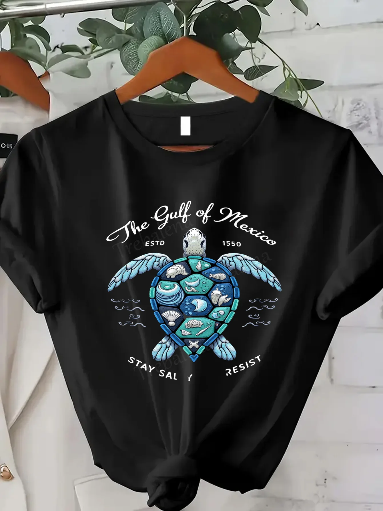

Women T-shirt Gulf of Mexico Turtle Tee - Stay Salty Resist Vibes