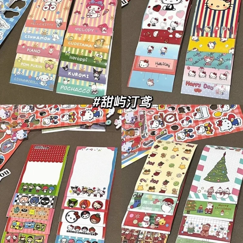 10pcs Kawaii Hello Kitty Cinnamoroll Kuromi Anime Film Frame Stickers Cartoon Transparent Photo Paper Diary Album Decoration Toy