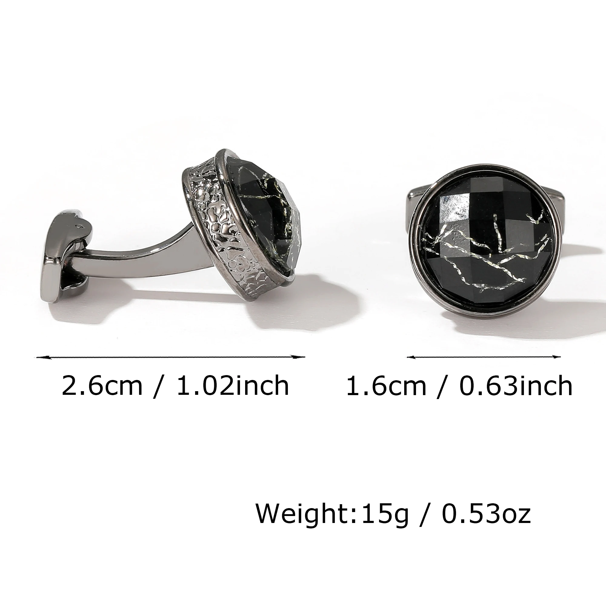 TOMYE Cufflinks for Men, Fashion Marble Round Casual Dress Shirt Cuff Links, Gift Jewelry for Dad Groom Husband