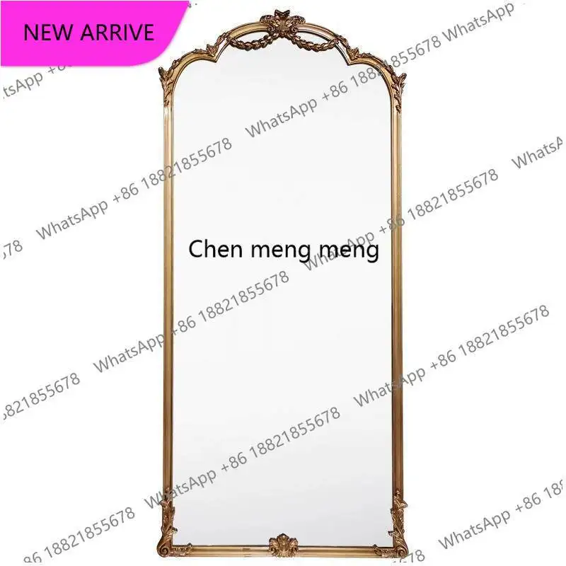 A139French style, full-length mirror against the wall, large size, floor-to-ceiling mirror, retro full-length mirror for home us