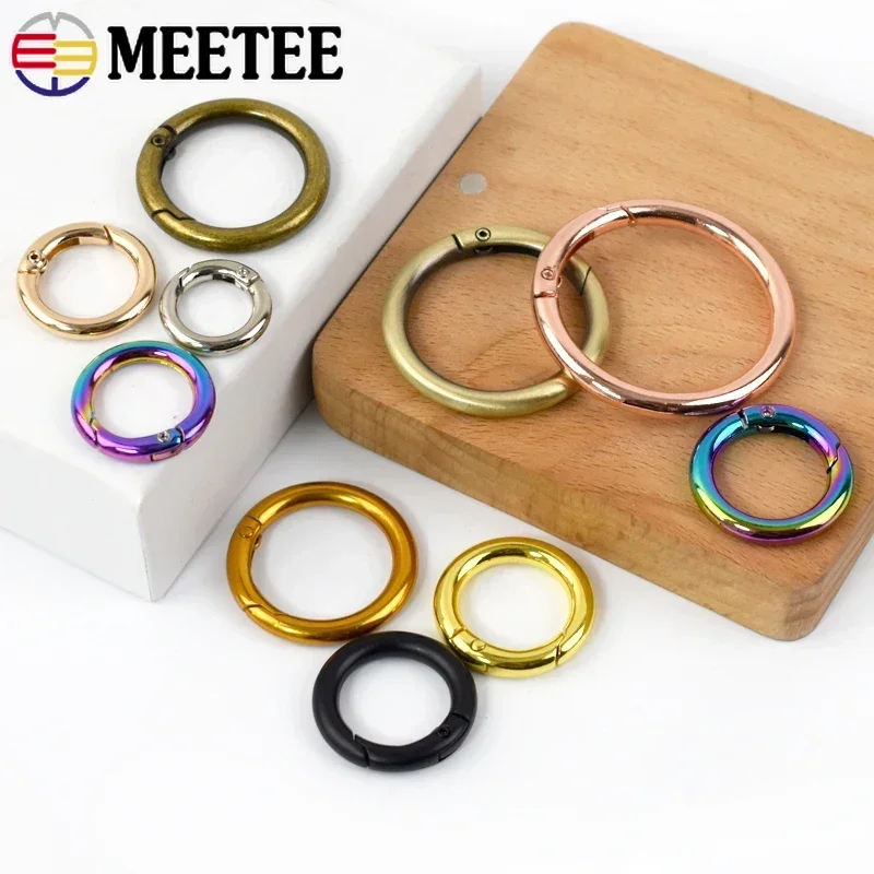 50Pcs Metal O Ring Buckles For Bag Strap Dog Collar Spring Clasp Hooks Webbing Keychain Loops DIY Leather Craft Accessories