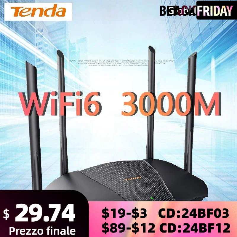 Tenda Original AX12 Dual Band MESH Gigabit Wi-Fi 6 Router Home Wifi Signal Amplifier AX3000M 5G WiFi Global Version