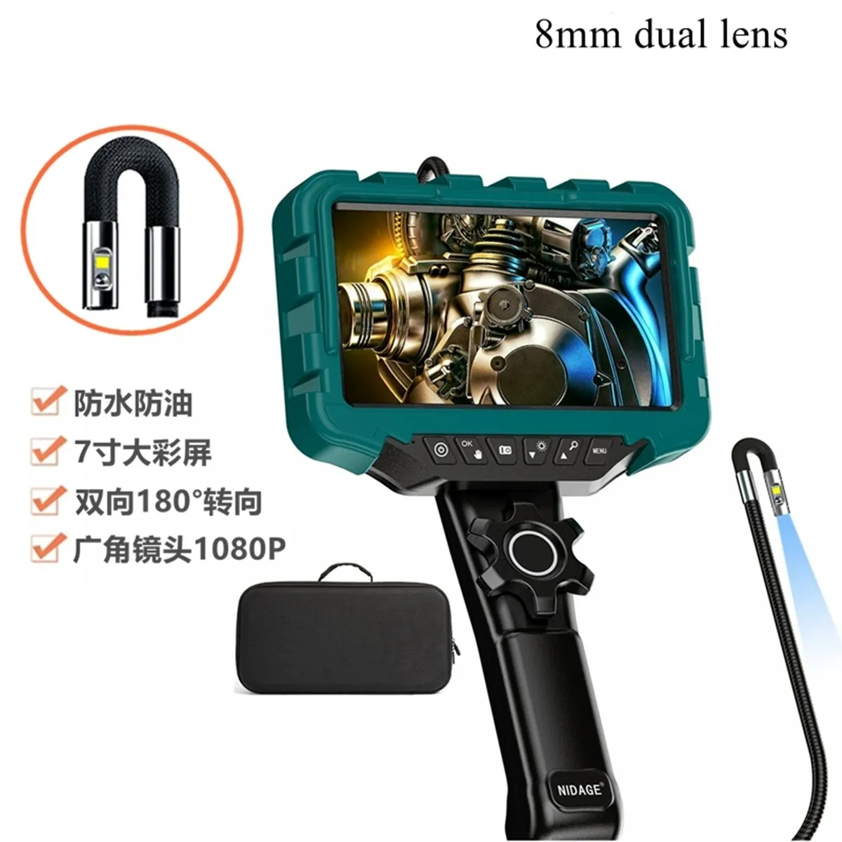 

2MP 1080P 4,3-дюймовый IPS-экран с двумя объективами, 2-сторонняя шарнирная вращающаяся рулевая камера, промышленный эндоскоп, инспекционная микроскопическая камера